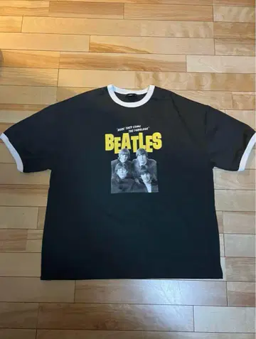 THE BEATLES 빅 실루엣 포토 프린트 링거 티셔츠