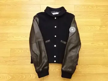 sheller 셰리에 가죽 슬리브 울 블루종 자켓 바시티 자켓