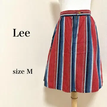 Lee 리 스커트 무릎 기장 플레어 멀티 스트라이프 레드 [16-538]