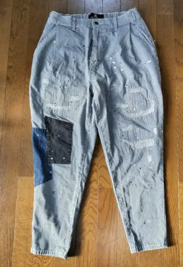 CAMBIO 데미지 히코리 팬츠 S 사이즈 패치워크 USED 가공