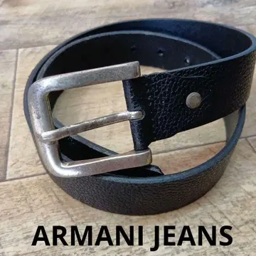 ARMANI JEANS 블랙 가죽 벨트 실버 버클