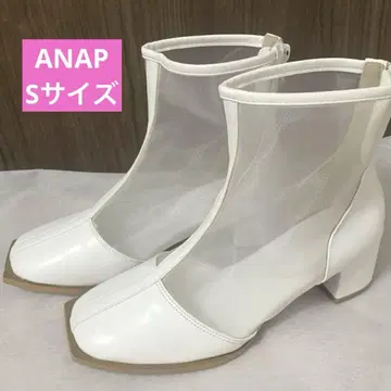 ANAP 스퀘어 토 메쉬 부츠 화이트
