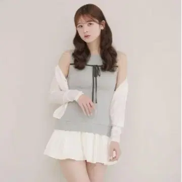 Fupel 슬리브리스 미니 원피스 그레이