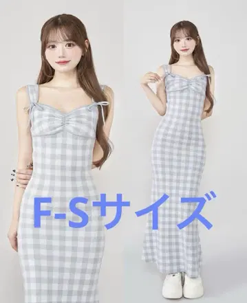 다리치 Darich 깅엄 자카드 니트 롱 원피스 SAX FS