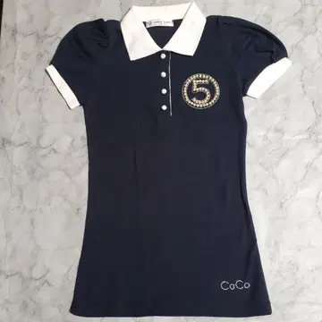 Coco 비즈 장식 네이비 피케 셔츠 maid in KOREA