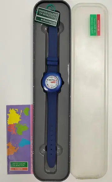 베네통 BENETTON 브로바 BULOVA 가죽 벨트 손목시계 파랑