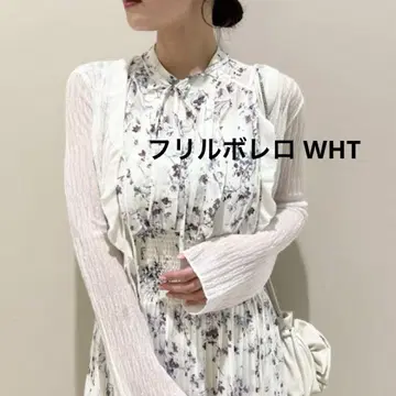 SNIDEL 시어 프릴 가디건 화이트
