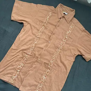 GUAYABERA 반팔 셔츠 S 브라운