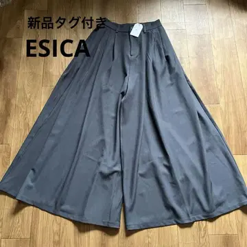 택 포함 새상품 ESICA 에시카 와이드 턱 하이웨스트 스트레치 팬츠