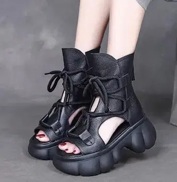 여성용 샌들 부츠 블랙 24cm