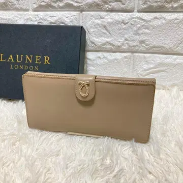Launer London 장지갑 카프 가죽 베이지 여성용