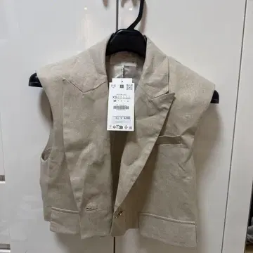 ZARA 린넨 혼방 베이지 슬리브리스 자켓 XS