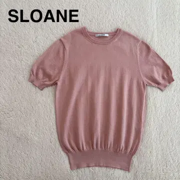 SLOANE 14G 코튼 천축 반팔 크루넥 니트 핑크 1