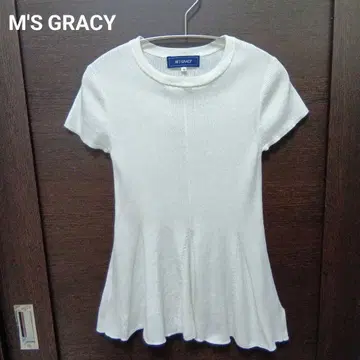 M'S GRACY/엠즈 그레이시 페플럼 리브 니트 반팔 화이트