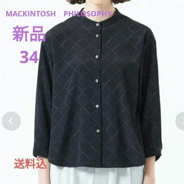 MACKINTOSH PHILOSOPHY 레터링 지오메트리 프린트 블라우스