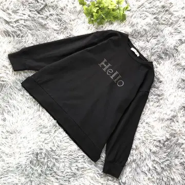 af comfy [ L 상당 ] 블랙 긴팔 상의 스톤 Hello 로고
