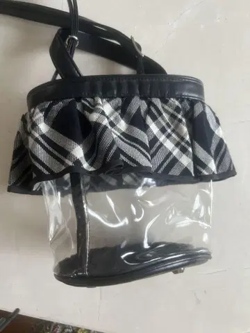 세츠코사지테르 클리어 숄더백 체크 무늬 프릴