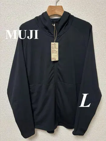 [무인양품] UV 컷 잘 마르는 포켓터블 지퍼 후드티 L 블랙 완판템
