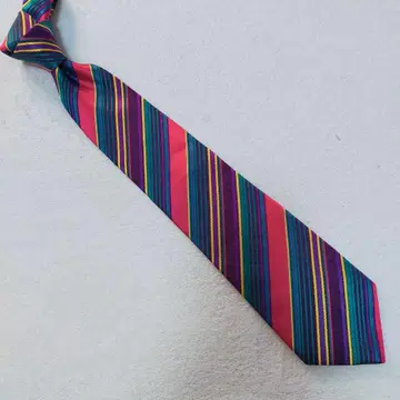 새상품급 90S Paul Smith 멀티 스트라이프 넥타이 안감 꽃무늬