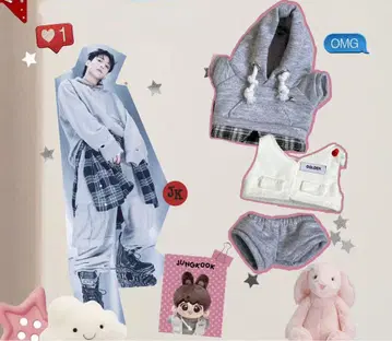 10cm 정국 국토끼 셔츠 봉제 인형 옷 의상 bts