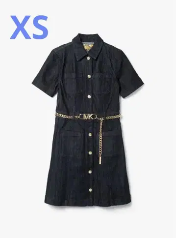 마이클코어스 데님 원피스 MK 체인 벨트 XS