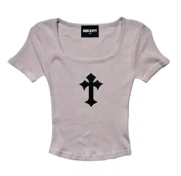 BORN SLIPPY Cross Square Neck T shirt