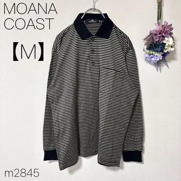 모아나 코스트 보더 긴팔 피케 셔츠 블랙 계열 면 100% [ M ]