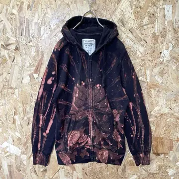 1점 한정 리얼 리프 리메이크 구제 의류 블리치 가공 집업 후드티 y2k