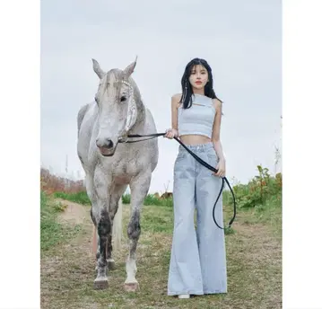 새상품 darich 다리치 패치 슬라브 와이드 데님 팬츠 S