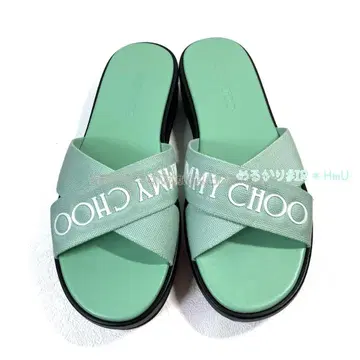 JIMMY CHOO 비치 샌들 40 민트 그린