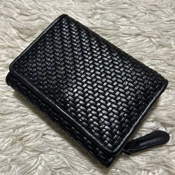 Ermenegildo Zegna 컴팩트 지갑 블랙 가죽 뜨개질