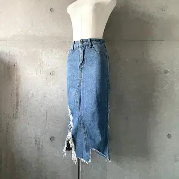 택 포함 새상품 크러쉬 가공 데님 내로우 스커트 타이트 스커트 S