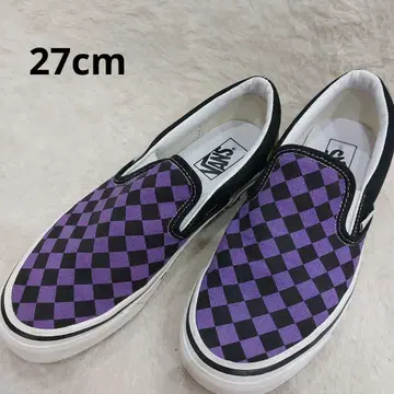 VANS 보라색/블랙 체커 패턴 슬립온 98 dx 애너하임 27cm