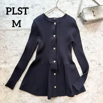 [새상품급] PLST 플라스테 홀가먼트 페플럼 가디건 네이비 M