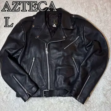 새상품급 AZTECA 천연 가죽 더블 라이더 L 블랙 멕시코 가죽 자켓