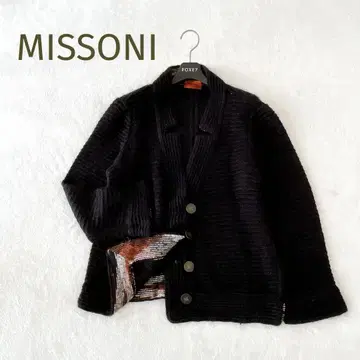 MISSONI 로고 버튼 모헤어 가디건 니트 자켓 블랙