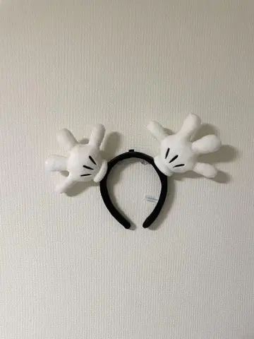 미키 손 머리띠 화이트 블랙