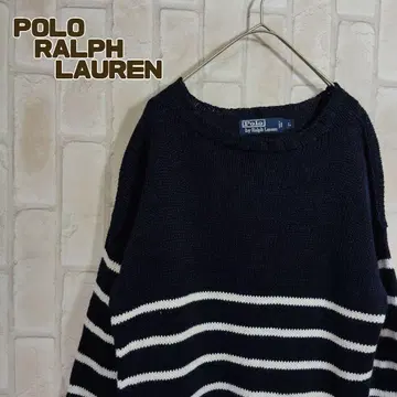 폴로 랄프로렌 니트 린넨 네이비 화이트 보더
