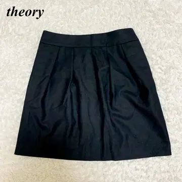 [새상품급] theory 사다리꼴 스커트 무릎 위 사이즈 0 블랙 울