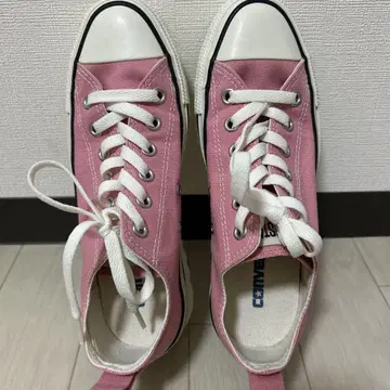 핑크 캔버스 스니커즈 샤크 밑창