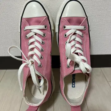 핑크 캔버스 스니커즈 샤크 밑창