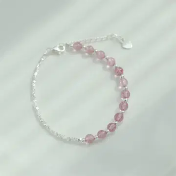 핑크 비즈 팔찌 실버 925
