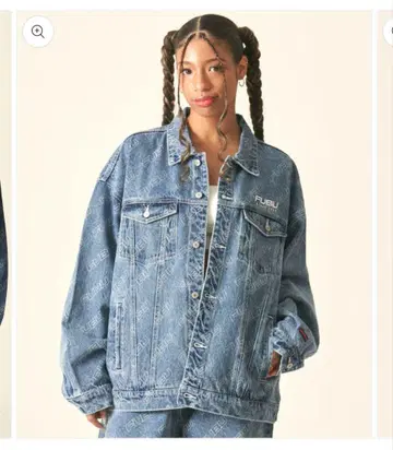 XXL 후부 PATTERN DENIM JACKET/패턴 데님 자켓 로고