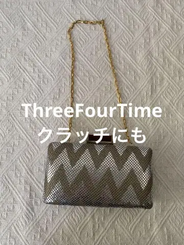 새상품급 ThreeFourTime 비즈 파티 백 클러치 실버