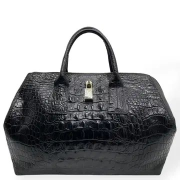 컨디션 최상 FURLA 훌라 핸드백 악어 엠보싱 가죽 블랙 남경