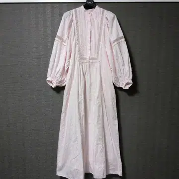 누키테파 볼륨 슬리브 스퀘어 롱 원피스 S 레이스 스트라이프