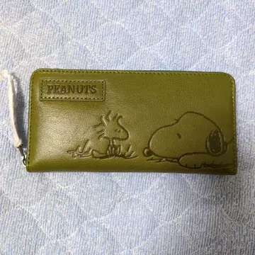 PEANUTS 스누피 장지갑 올리브 그린