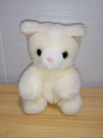 크림색 고양이 봉제 인형 약 14cm