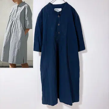 MHL. 마가렛호웰 원피스 밴드 카라 네이비