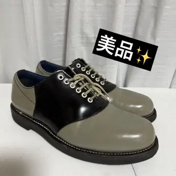 새상품급 REGAL 리갈 새들 슈즈 가죽 블랙 x 그레이
